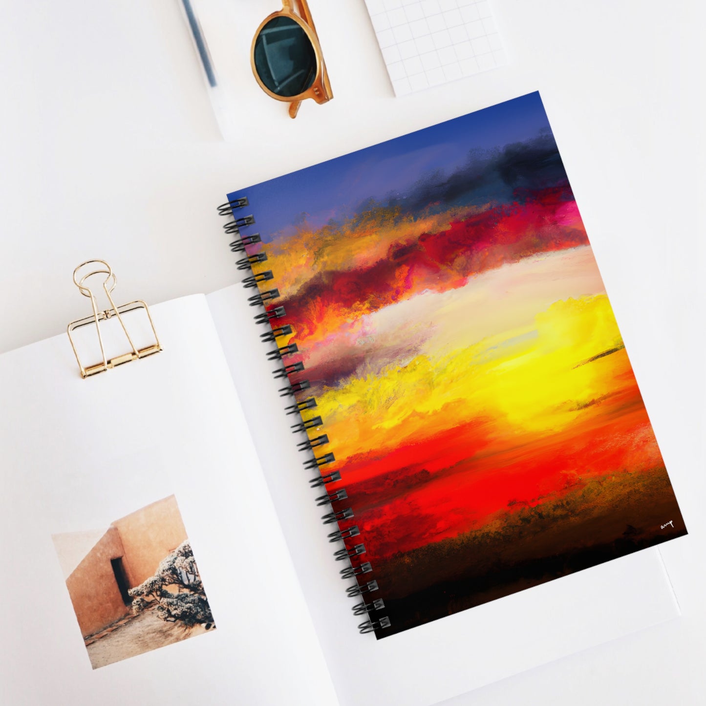 Acrylic Sunset Spiral Notebook - Ruled Line